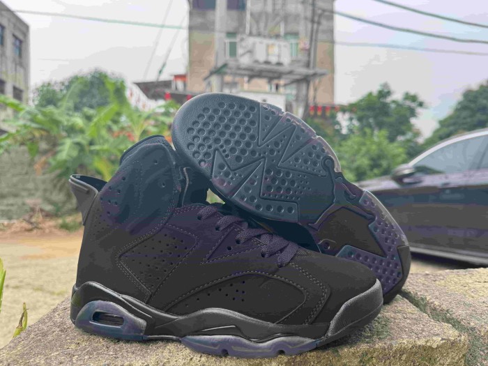 [plus-size shoes] Air @j6 Retro Suede Upper Air Cushion Shock Absorbing Triple Black High Top Basketball Sneakers 29322774