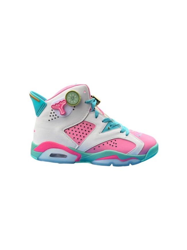 [plus-size shoes] Air @j6 Doernbecher Air Cushion Detachable Patch Pink White Mint Green High Top Basketball Sneakers 29322778