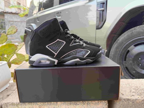 Copy [plus-size shoes] Air @j6 Air Cushion Shock Absorbing Black Grey Outline High Top Basketball Sneakers 29322801