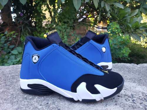 [plus-size shoes] Air @j14 Retro Low Laney Anti-slip Lightweight Men's Black and Blue Vintage Basketball Shoes 29323012