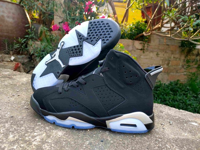 [plus-size shoes] Air @j6  Metallic Silver Air Cushion Shock Absorbing Black Silver High Top Basketball Sneakers 29322839