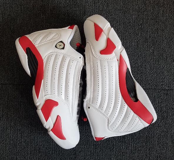 [plus-size shoes] Air @j14 Candy Cane Breathable Perforated White Red Vintage Basketball Shoes 29322939