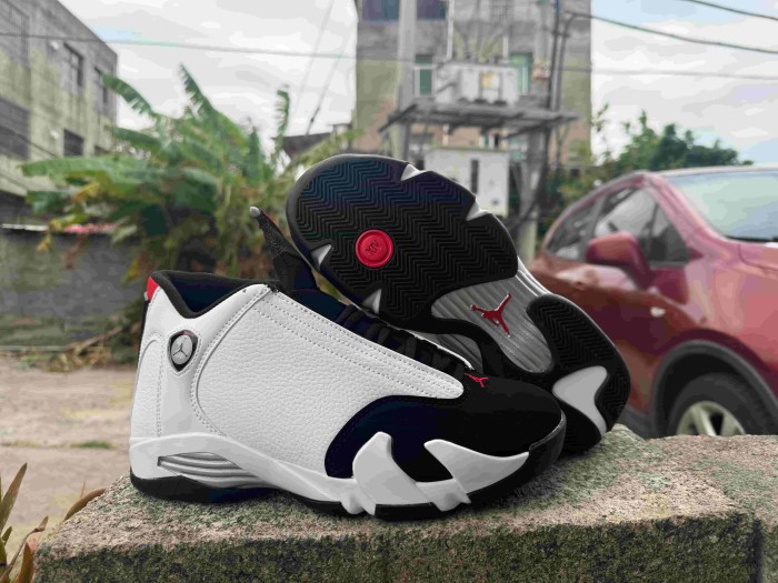 [plus-size shoes] Air @j14 Black Toe Retro White Black Red Mixed Material Leather Cushioned Vintage Basketball Shoes 29323041