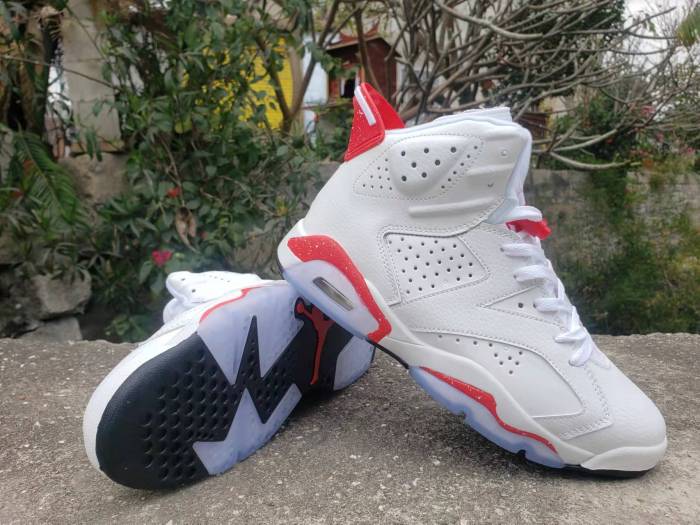 [plus-size shoes] Air @j6 Red Oreo Retro Air Cushion White Red Speckled Crystal Outsole High Top Basketball Sneakers 29322809