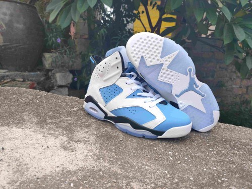 [plus-size shoes] Air @j6 Air Cushion White University Blue Black High Top Basketball Sneakers 29322853