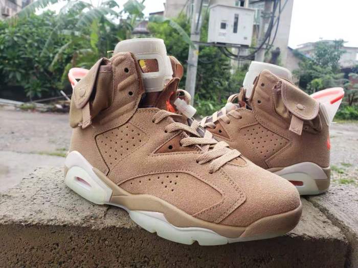 [plus-size shoes] Air @j6 British Khaki Side Pocket Air Cushion Shock Absorbing Khaki Suede High Top Basketball Sneakers 29322822