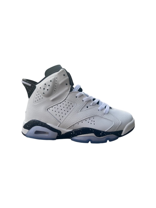 [plus-size shoes] Air @j6  Retro Shock Absorbing Wear Resistant White Black Speckled Leather High Top Basketball Sneakers 29322738