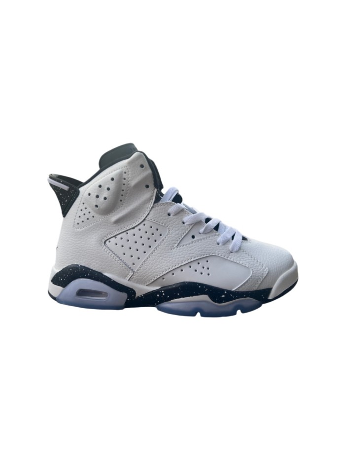 [plus-size shoes] Air @j6  Retro Shock Absorbing Wear Resistant White Black Speckled Leather High Top Basketball Sneakers 29322738