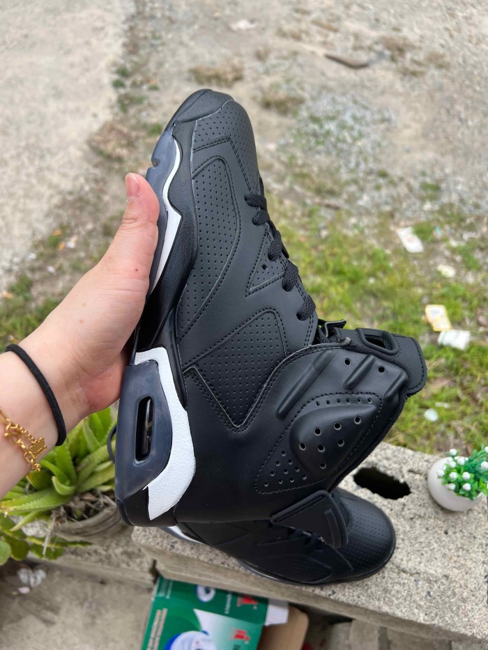 [plus-size shoes] Air @j6 Retro Air Cushion Black Cat Black White High Top Basketball Sneakers 29322781