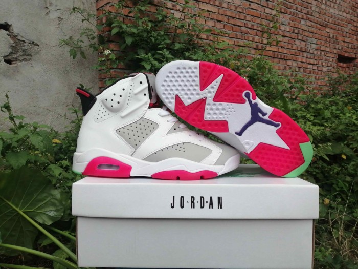 [plus-size shoes] Air @j6 Retro Air Cushion Neutral Grey Bugs Bunny White Grey Red High Top Leather Basketball Sneakers 29322910