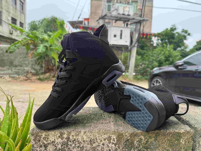 [plus-size shoes] Air @j6 Retro Suede Upper Air Cushion Shock Absorbing Triple Black High Top Basketball Sneakers 29322774