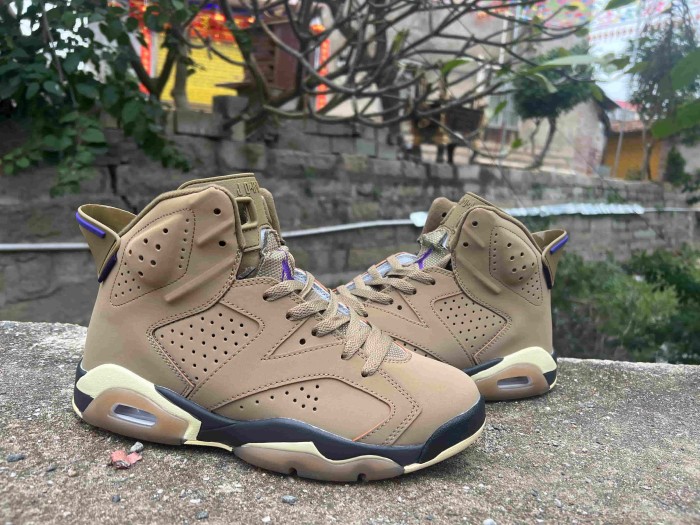 Copy [plus-size shoes] Air @j6 Gore-Tex  Brown Kelp  Khaki Purple Black High Top Basketball Sneakers 29322772