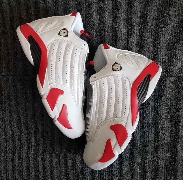 [plus-size shoes] Air @j14 Candy Cane Breathable Perforated White Red Vintage Basketball Shoes 29322939