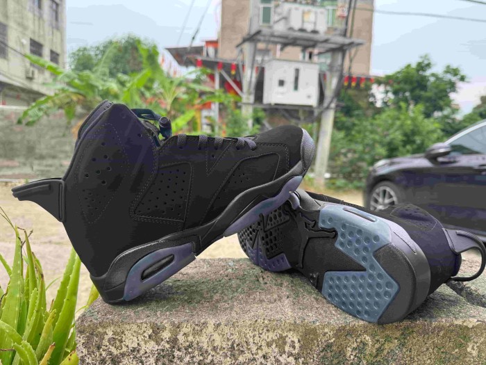 [plus-size shoes] Air @j6 Retro Suede Upper Air Cushion Shock Absorbing Triple Black High Top Basketball Sneakers 29322774