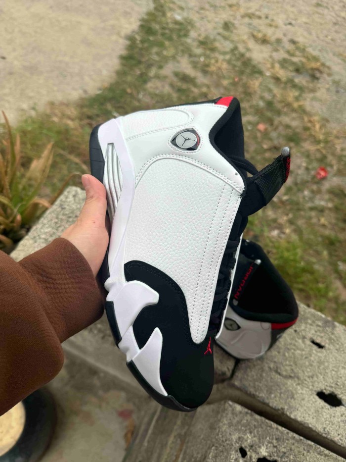 [plus-size shoes] Air @j14 Black Toe Retro White Black Red Mixed Material Leather Cushioned Vintage Basketball Shoes 29323041