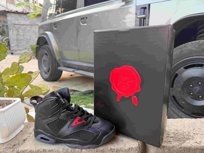 [plus-size shoes] Air @j6 BIN 23 Black Red Transparent Outsole High Top Basketball 29322797