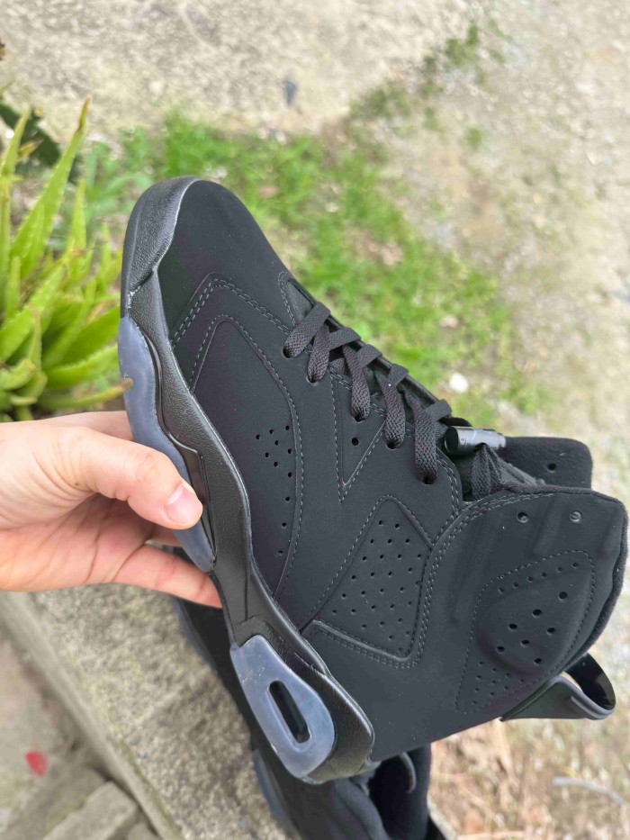 [plus-size shoes] Air @j6 Retro Suede Upper Air Cushion Shock Absorbing Triple Black High Top Basketball Sneakers 29322774