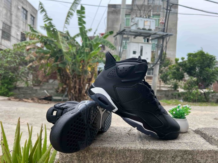 [plus-size shoes] Air @j6 Retro Air Cushion Black Cat Black White High Top Basketball Sneakers 29322781