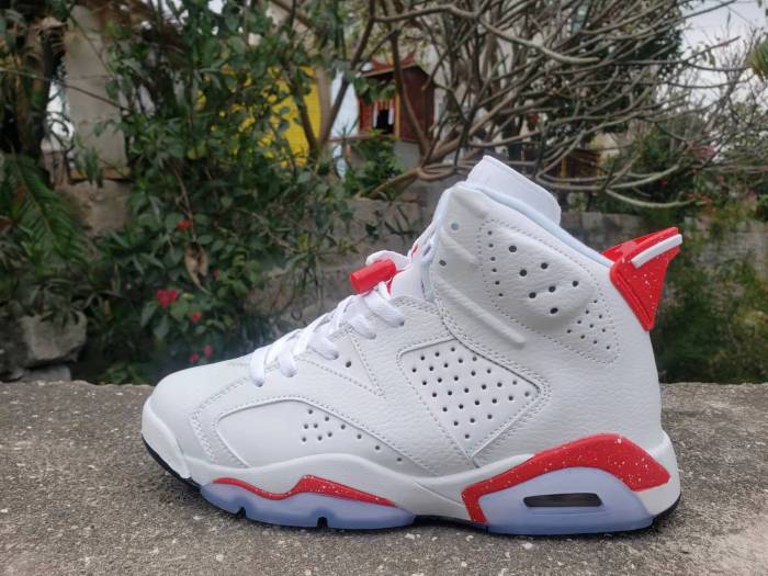 [plus-size shoes] Air @j6 Red Oreo Retro Air Cushion White Red Speckled Crystal Outsole High Top Basketball Sneakers 29322809