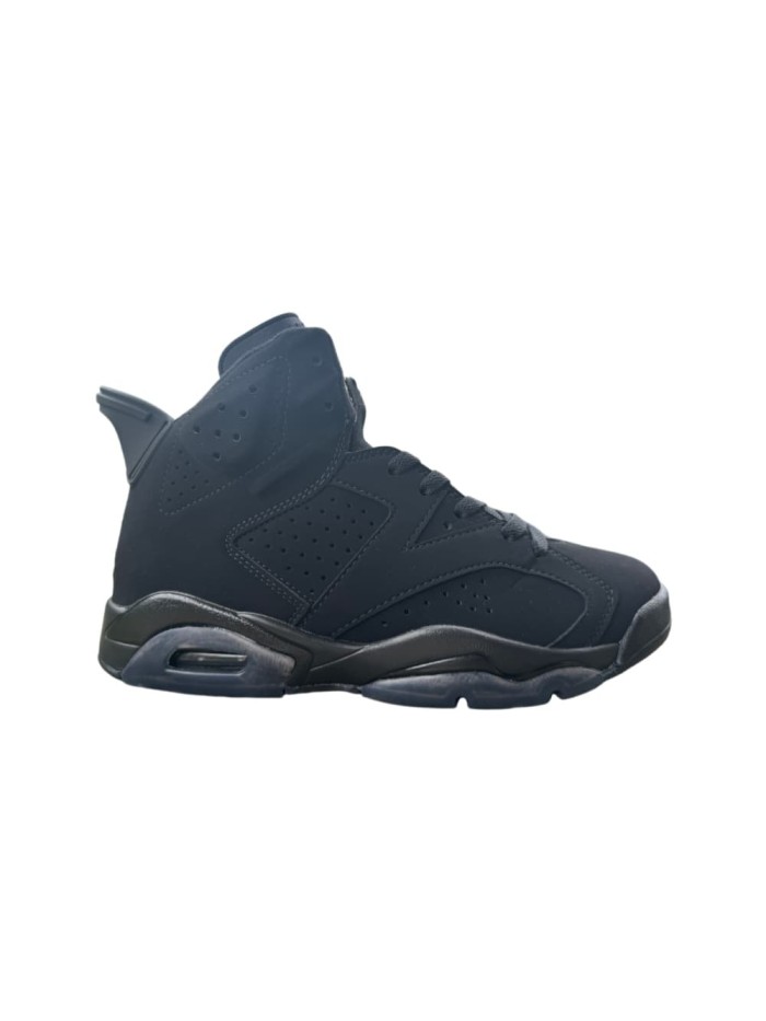 [plus-size shoes] Air @j6 Retro Suede Upper Air Cushion Shock Absorbing Triple Black High Top Basketball Sneakers 29322774