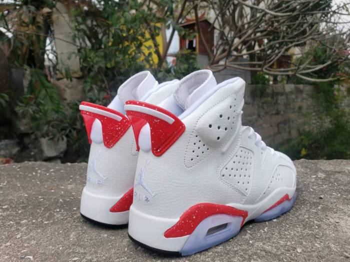 [plus-size shoes] Air @j6 Red Oreo Retro Air Cushion White Red Speckled Crystal Outsole High Top Basketball Sneakers 29322809