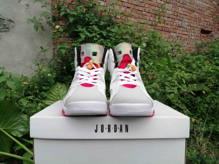 [plus-size shoes] Air @j6 Retro Air Cushion Neutral Grey Bugs Bunny White Grey Red High Top Leather Basketball Sneakers 29322910