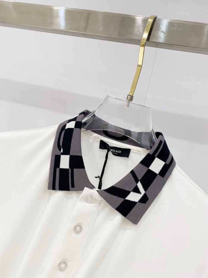 Contrast Collar Chest Logo Letter Embroidery Polo Shirt 4 colors 2932422