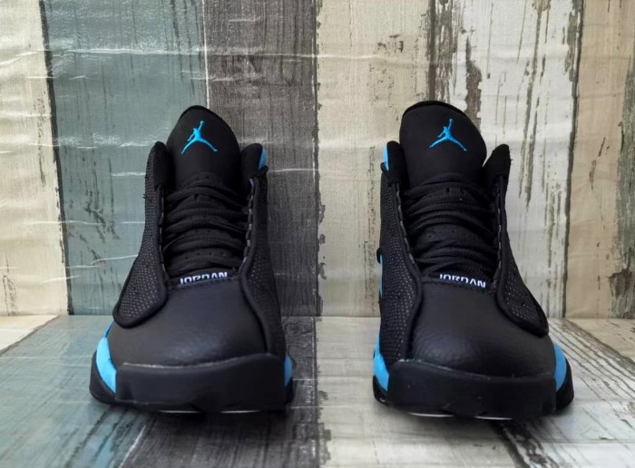 [plus-size shoes] Air @j13  Black UNC  Men's Black and Blue Mid-Top Vintage Basketball Shoes 29324228