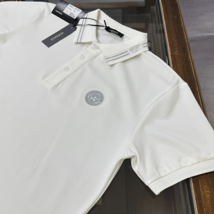Double Line Collar Chest Badge Embroidery Polo Shirt 4 colors 2932423