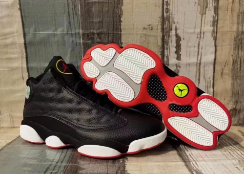 [plus-size shoes] Air @j13  Playoffs  GS Anti-slip Cushioned Black White Red Unisex Mid-top Basketball Shoes 29323973