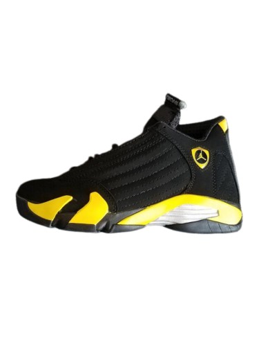 [plus-size shoes] Air @j14 Thunder Retro Black Yellow Full Grain Leather Shock Absorbing Basketball Sneakers 29323925