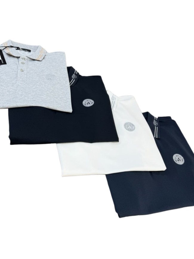 Double Line Collar Chest Badge Embroidery Polo Shirt 4 colors 2932423