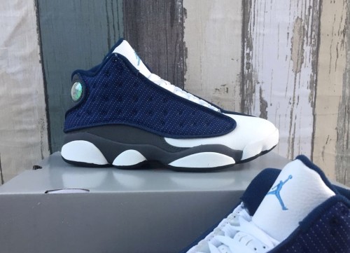 [plus-size shoes] Air @j13 Retro  Flint Grey  Navy Blue Unisex GS Cushioned High-Top Basketball Shoes 29324246