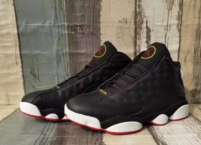 [plus-size shoes] Air @j13  Playoffs  GS Anti-slip Cushioned Black White Red Unisex Mid-top Basketball Shoes 29323973