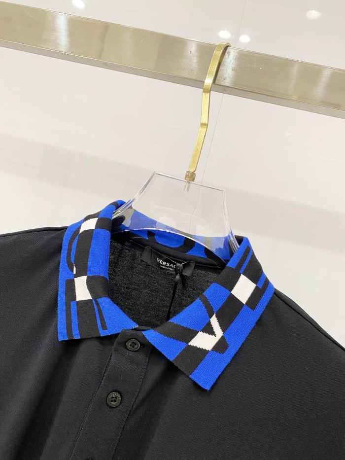 Contrast Collar Chest Logo Letter Embroidery Polo Shirt 4 colors 2932422