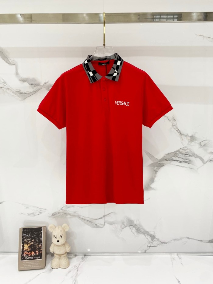 Contrast Collar Chest Logo Letter Embroidery Polo Shirt 4 colors 2932422