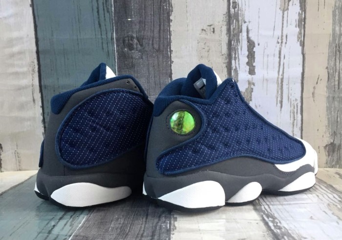 [plus-size shoes] Air @j13 Retro  Flint Grey  Navy Blue Unisex GS Cushioned High-Top Basketball Shoes 29324246