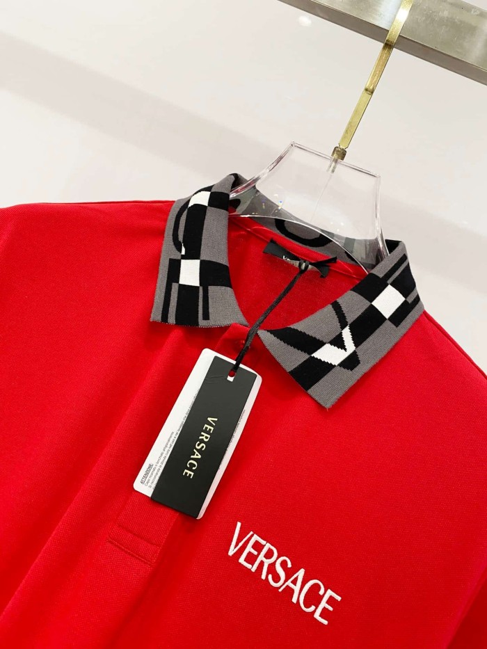 Contrast Collar Chest Logo Letter Embroidery Polo Shirt 4 colors 2932422