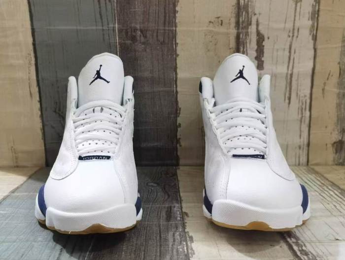 [plus-size shoes] Air @j13  Midnight Navy  White Unisex White & Navy Mid-Top Vintage Basketball Shoes 29323975