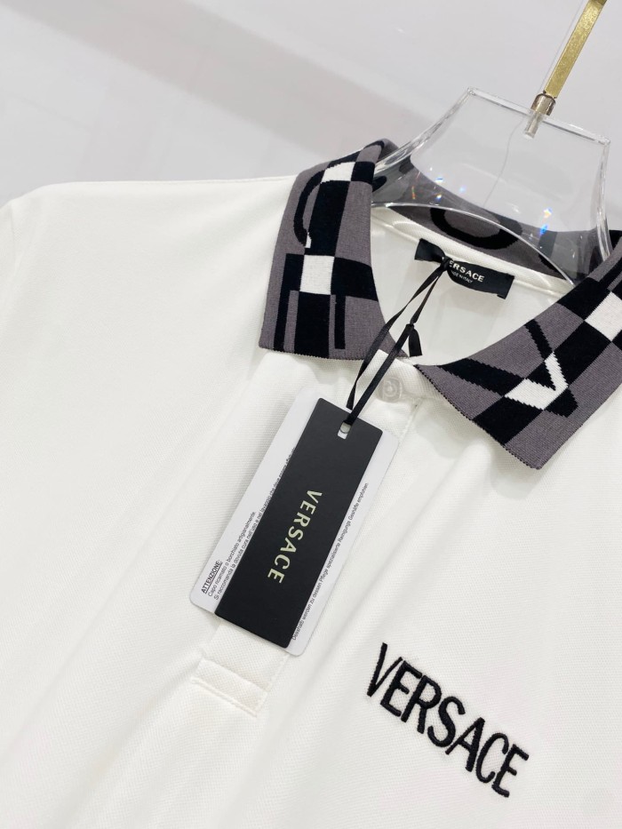 Contrast Collar Chest Logo Letter Embroidery Polo Shirt 4 colors 2932422