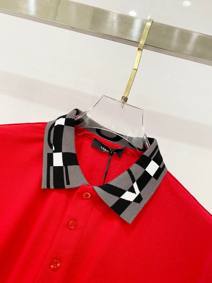 Contrast Collar Chest Logo Letter Embroidery Polo Shirt 4 colors 2932422