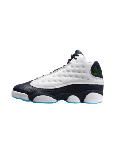 [plus-size shoes] Air @j13 Retro  Obsidian  Leather Round Toe Lace-Up GS White and Blue High-Top Basketball Shoes 29324195