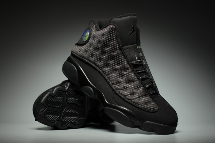 [plus-size shoes] Air @j13 Retro 3M Black Cat Black Unisex GS Mid-Top Basketball Shoes 29324253