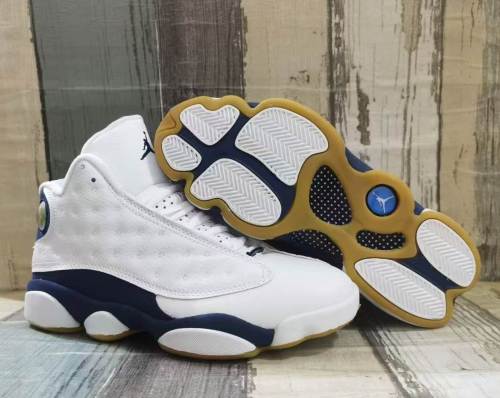 [plus-size shoes] Air @j13  Midnight Navy  White Unisex White & Navy Mid-Top Vintage Basketball Shoes 29323975
