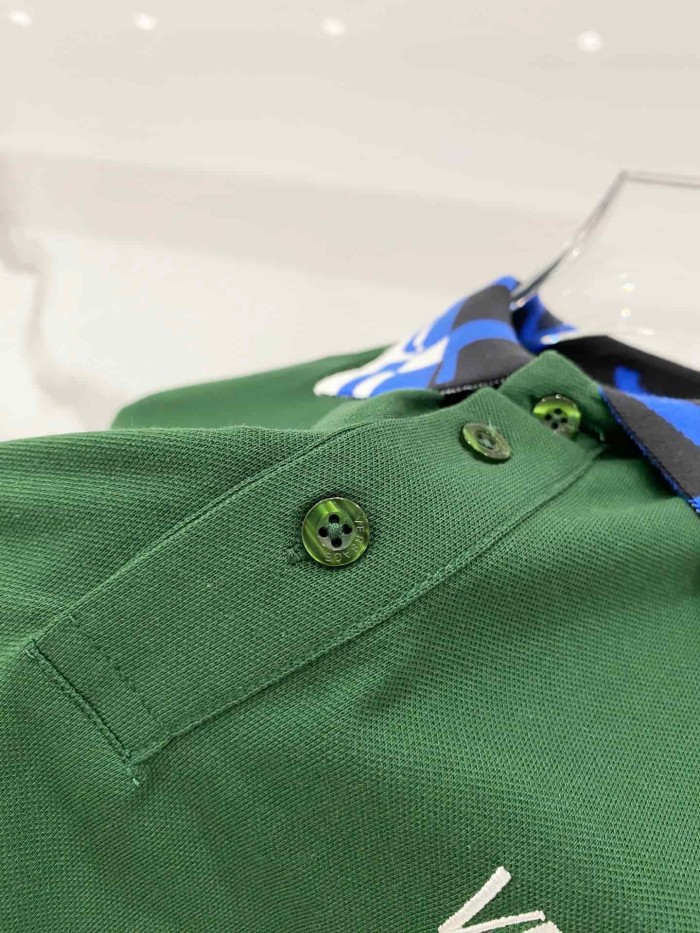 Contrast Collar Chest Logo Letter Embroidery Polo Shirt 4 colors 2932422