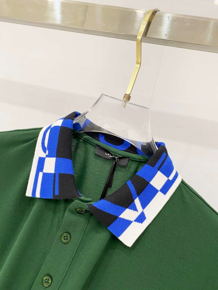 Contrast Collar Chest Logo Letter Embroidery Polo Shirt 4 colors 2932422