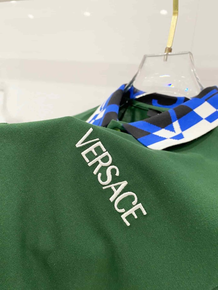 Contrast Collar Chest Logo Letter Embroidery Polo Shirt 4 colors 2932422