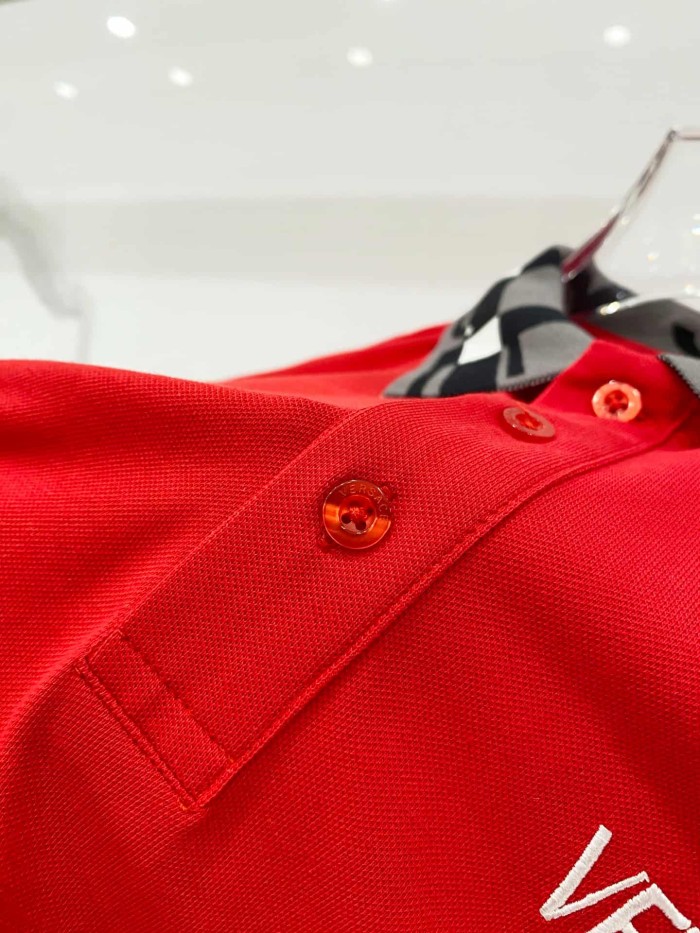 Contrast Collar Chest Logo Letter Embroidery Polo Shirt 4 colors 2932422