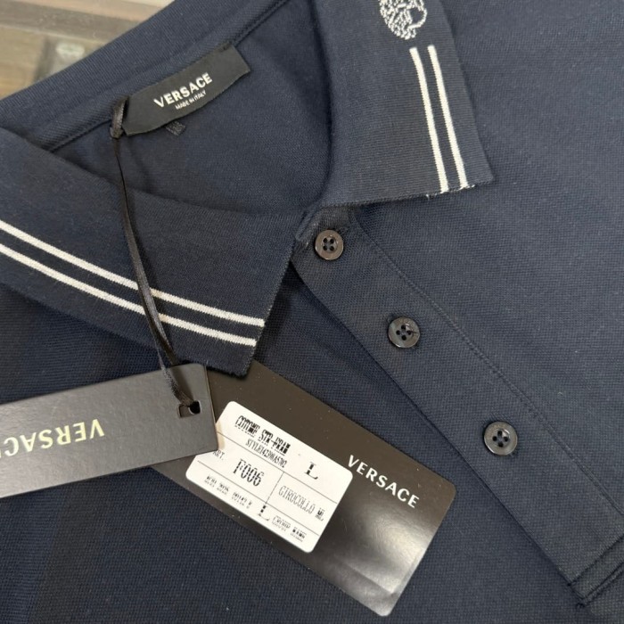 Double Line Collar Chest Badge Embroidery Polo Shirt 4 colors 2932423