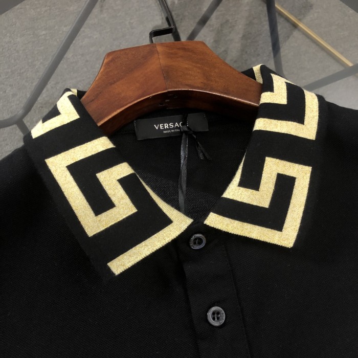 Luxury Slim Fit Greca Jacquard Collar Medusa Embroidered Polo Shirt 2 colors 29119334